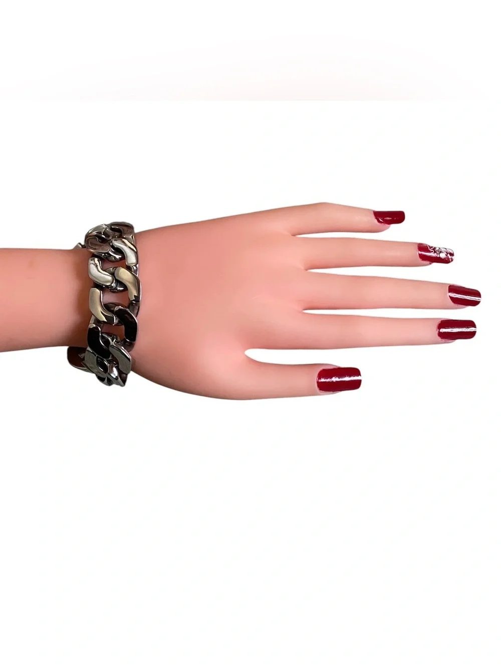 Rare Romance stainless steel chunky Cuban link unisex bracelet 7in